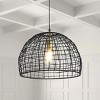 Modern Farmhouse Pendant Light, Handcrafted Black Woven Cage Shade with Brass Canopy for Entryway - 2 of 4