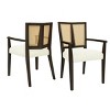 Modern Dining Chair Set of 2 with Rattan Back and Rubberwood Frame,Upholstered Arm Dining Chair for Kitchen or Living Room-Koiai - 2 of 4