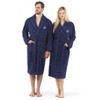Linum Home Textiles 100% Turkish Cotton Unisex Personalized Terry Bathrobe Navy in White Script Font - 3 of 3