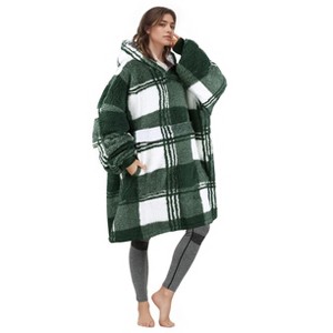 Catalonia Boho Geometric Pattern Faux Shearling Wearable Blanket Hoodie Sweatshirt for Women Men, Soft Fuzzy Pullover, Christmas Gift for Woman Wife - 1 of 4