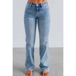 Women's Mid Rise Side Panel Straight Jeans - RISEN - 1 of 4