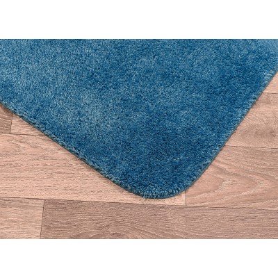 Traditional Basin Blue Nylon 3-Piece Bathroom Rug Set