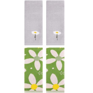 REGALWOVEN 4 Pcs Cotton Soft Absorbent Floral Pattern Hand Towel - 1 of 4