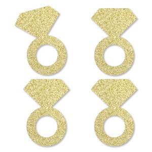 Big Dot of Happiness Gold Glitter Diamond Ring - No-Mess Real Gold Glitter Cut-Outs - Bridal Shower or Bachelorette Party Confetti - Set of 24 - 1 of 4