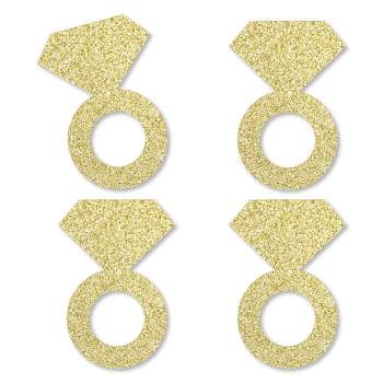 Big Dot of Happiness Gold Glitter Diamond Ring - No-Mess Real Gold Glitter Cut-Outs - Bridal Shower or Bachelorette Party Confetti - Set of 24