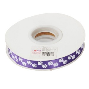 Groomer Essentials Purple Satin Ribbon with Paw Prints - 1 of 4