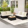 Tangkula 5 Pieces Outdoor Patio Furniture Set Sectional PE Rattan Sofa Set with Cushions and Acacia Wood Coffee Table - 2 of 4