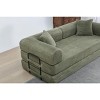 Dolonm 77.9 in. Corduroy Convertible Sleeper Sofa Bed -Foldable 3-Seat Couch with Fixed Frame & Cylindrical Pillow for Living Room, Bedroom - 4 of 4
