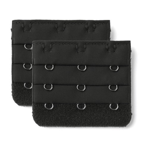 Allegra K Women's 3 Hook 3 Row Stretchy Bra Strap Extenders Buckle Hooks Bra  Band Black 2-pieces : Target