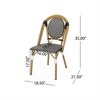 SKRAN Outdoor PE Rattan and Aluminum French Bistro Chair, Set of 2, Black & White, Bamboo Print Finish for Garden, Patio, Outdoor - 3 of 4