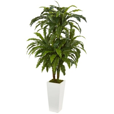 50" x 32" Artificial Marginatum Plant in Vase White - Nearly Natural