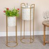 Storied Home Metal Planter on Stand, Set of 2, Cream and Gold - 2 of 4