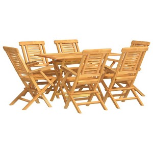 vidaXL Patio Dining Set Outdoor Table and Chair Furniture Solid Wood Teak - 1 of 4
