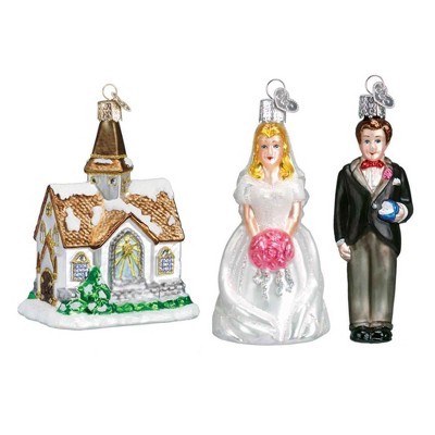Old World Wedding Collection 4.25" Glass Ornament Set