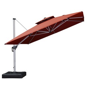PURPLE LEAF 9/10/11/12ft Square Patio Cantilever Umbrella with Base Windproof Offset Heavy Duty Sun Umbrella for Pool Lawn Garden 360 Degree Rotation - 1 of 4