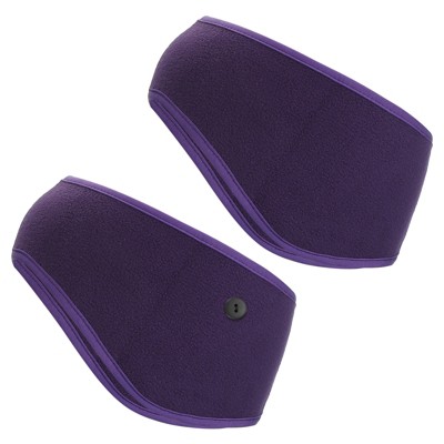 Unique Bargains Polar Fleece Stretchy Running Sweatband Ear Warmer Headbands 2 Pcs