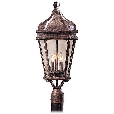 Minka Lavery Rustic Outdoor Post Light Fixture Vintage Rust 25" Beveled Glass Shade for Exterior Barn Deck House Porch Yard Patio