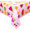 Sparkle and Bash 3 Pack Tablecloth for Two-tti Frutti 2nd Birthday Party Decorations (Pink, 54 x 108 in) - 3 of 4