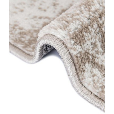 Beige and Brown Synthetic Low Pile Bohemian Area Rug