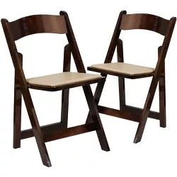 Emma and Oliver 2 Pack Wedding Party Event Wood Folding Chair with Vinyl Padded Seat