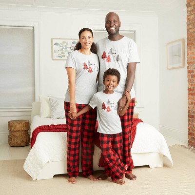 red and black buffalo check pajama pants