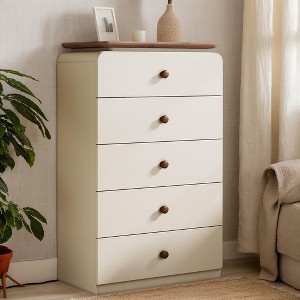 Hommoo 45" Farmhouse 5-Drawer Storage Cabinet, Chest Organizer Unit - 1 of 4