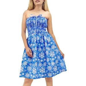 HAPPY BAY Women's Beach A line Slit Mini Dress Ruched Tube Top Evening Party Short Strapless Casual Christmas Tree Dress for Women - 1 of 4