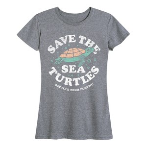 Women's - Instant Message - Save the Sea Turtles Short Sleeve Graphic T-Shirt - 1 of 4