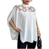 Women's Mock Neck Blouse with Sheer Embellished Yoke Flowy Long Sleeve Top - 2 of 4
