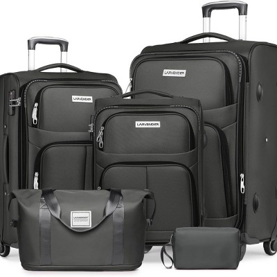 5 Piece Softside Luggage Set with TSA Lock and Spinner Wheels, Lightweight Expandable Suitcases for Family Travel – Cuddlewood