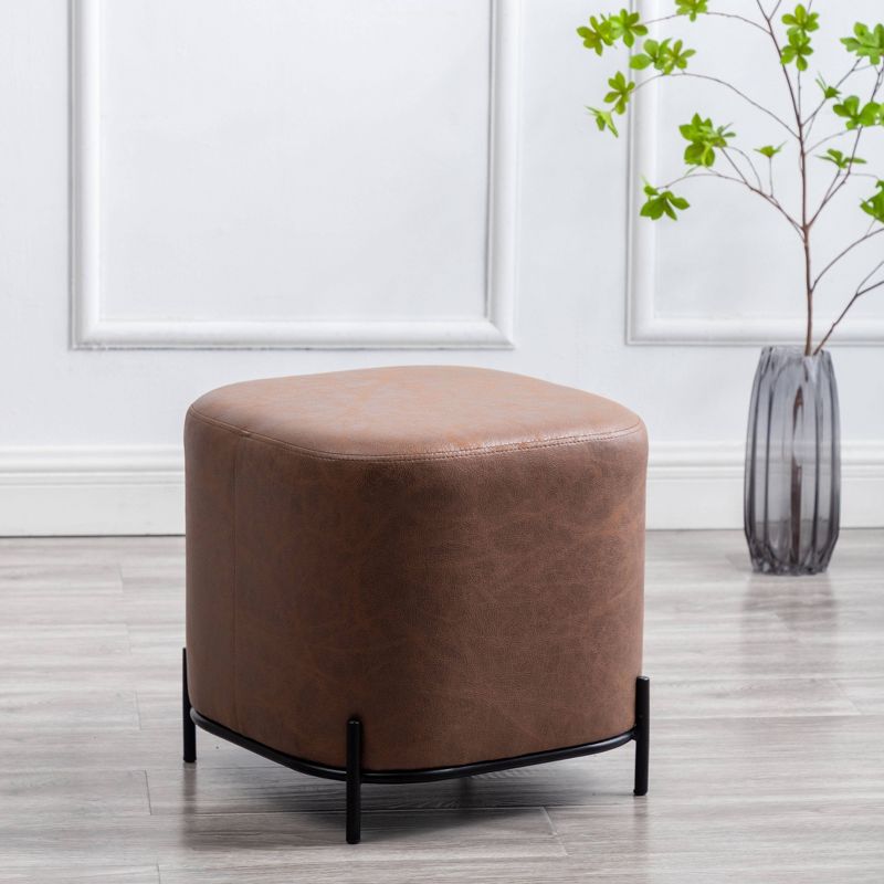 17" Modern Square Ottoman with Metal Base - WOVENBYRD, 5 of 18