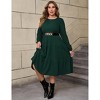 Plus Size Women's Long Knit Dress with Lantern Sleeves, Soft Casual Crewneck Tunic Sweater Dress for Tall Ladies - 2 of 4