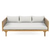 3 Seater Light Gray Sofa With Rattan Arms For Outdoor Patio - 4 of 4