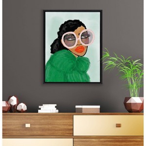18" x 24" Sylvie Green Coat Framed Canvas by Kendra Dandy Black - Kate & Laurel All Things Decor - 1 of 4