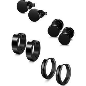 4 Pairs Hypoallergenic Stainless Steel Earrings: 18G Stud & Huggie Hoop Set for Sensitive Ears - 1 of 4