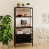 Tangkula 3-Tier Wine Rack Coffee Bar Station w/Power Outlets Hooks Glass Holders - 2 of 4