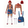 Joyfy Women's Creepy Doll Costume Complete Set with Red Wig & Prop | Killer Doll Outfit with Crop Top, Skirt, Socks for Halloween Cosplay - 2 of 4