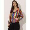 INSPIRE CHIC Women's Holographic Shiny Long Sleeve Zipper Hooded Metallic Jacket - 3 of 4