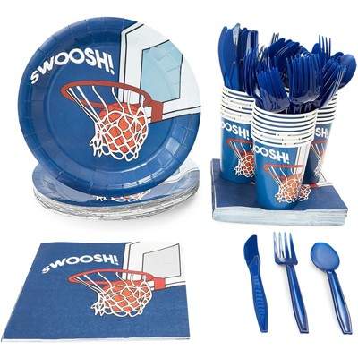 Juvale Basketball Party Supplies, Dinnerware Set for 24 Guests (144 Pieces)