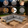 4-Pieces Outdoor Acacia Wood L-Shaped Sectional Sofa Set with Coffee Table and Arm Side Table - 2 of 4