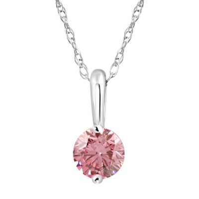 Pink Sparkly Diamond Necklace Lab Diamond Necklace Pink Lab 