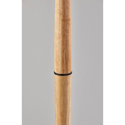 Cayman Black and Natural Wood Floor Lamp with Rattan Shade