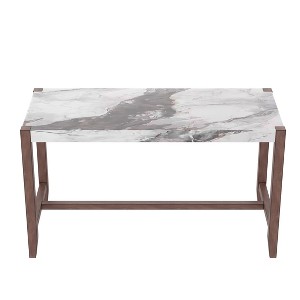 Gulches 47.5" Counter Height Dining Table, Faux Marble MDF Top with Solid Rubberwood Legs, 300LBS Capacity for Kitchen/Living Room (White) - 1 of 4