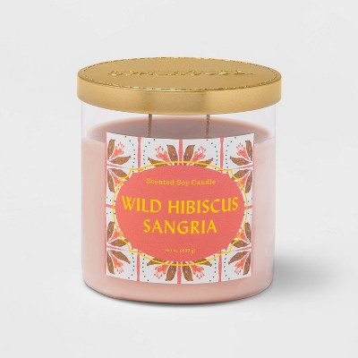 15.1oz Lidded Glass Jar 2-Wick Candle Wild Hibiscus Sangria - Opalhouse™