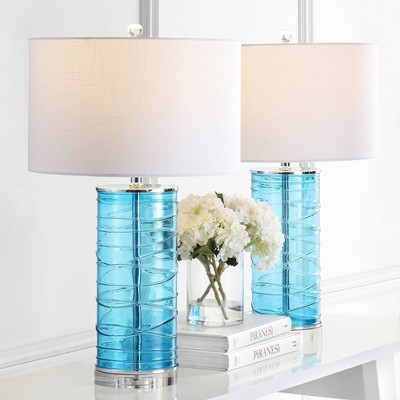(Set of 2) 27.5" LED Glass Fused Cylinder Table Lamps - JONATHAN Y