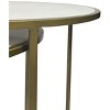 HomeRoots Set of Three White and Antiqued Gold Marble and Iron Round Frame Nested Tables - 4 of 4