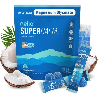 Nello Supercalm Calming Drink Mix Supplement Powder - Blue Coconut - 20ct