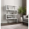 HomeRoots 67" White And Silver Metal and Wood Three Tier Etagere Bookcase - 2 of 4