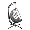 Okak Double Egg Swing Chair with Stand,Outdoor Hammock Swing with Cushion,2-Person PE Wicker Hanging Chair for Patio,Garden,Backyard - 2 of 4