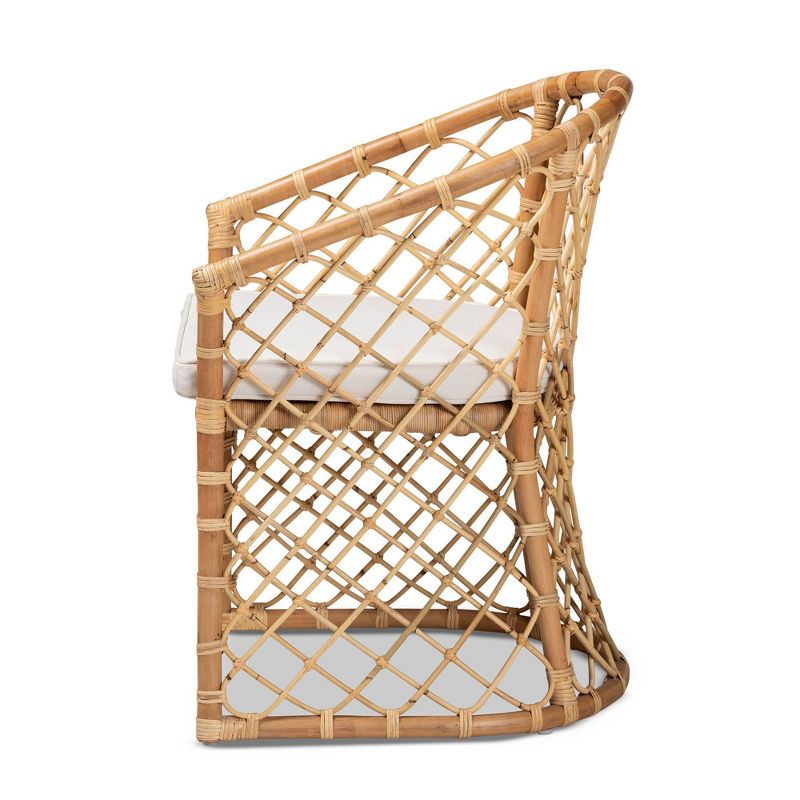Orchard Fabric Upholstered and Rattan Dining Chair White/Natural - bali & pari: Bohemian Style, Cushioned, No Assembly Required, 5 of 9